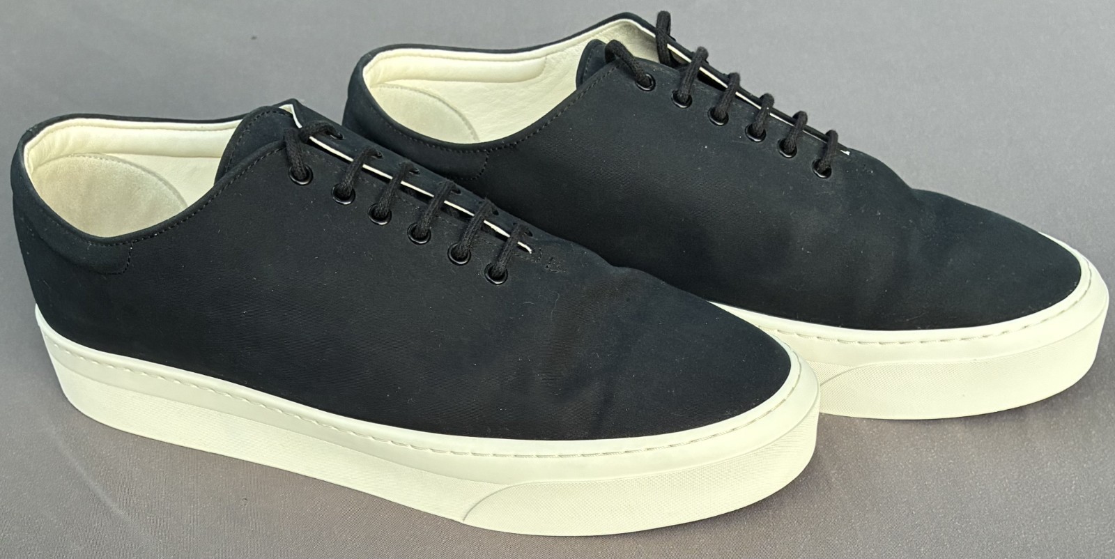 The Row Marie H Lace-up Black Canvas Sneakers Size 42.5