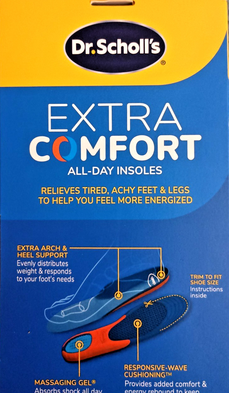 (2) Dr. Scholl’s Extra All Day Comfort Big & Tall Support Insoles Men Size 8-14