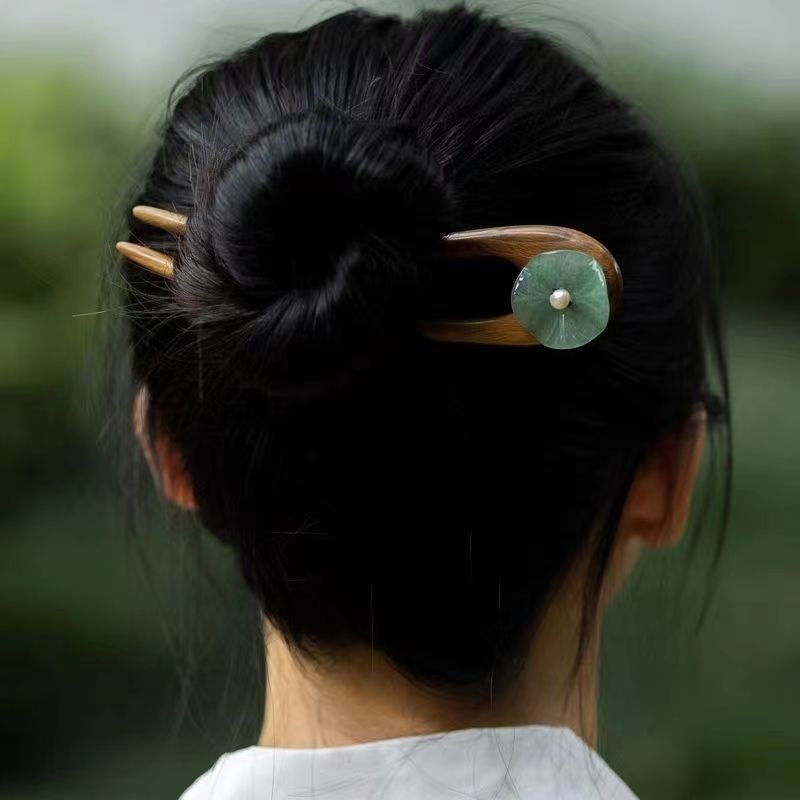 Chinese U Shape Double Hairpin Elegant Vintage Simple Style Hair Stick Women