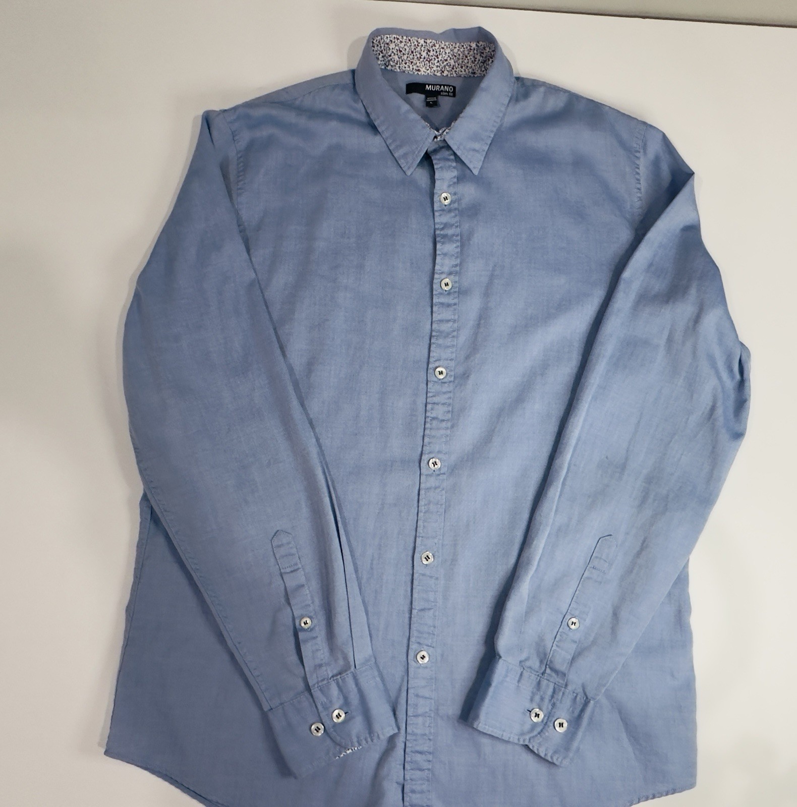 Murano Men’s Dress Shirt Blue Size Large L Slim Fit Long Sleeve Flawless