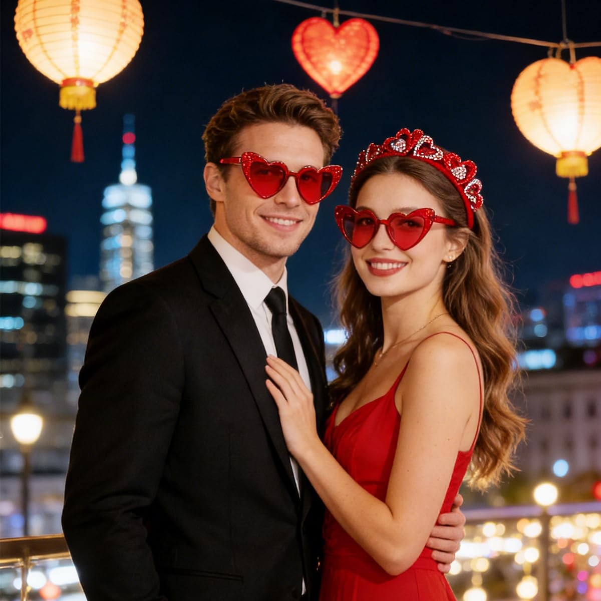 1Pcs Valentines Headbands Heart Headband with Rhinestones Design Romantic Val…