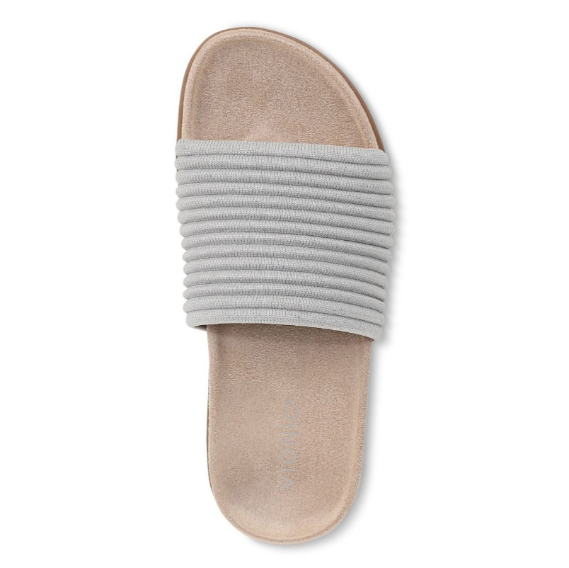 VIONICS Evie Knit Slide Sandal – Vapor Silver NEW