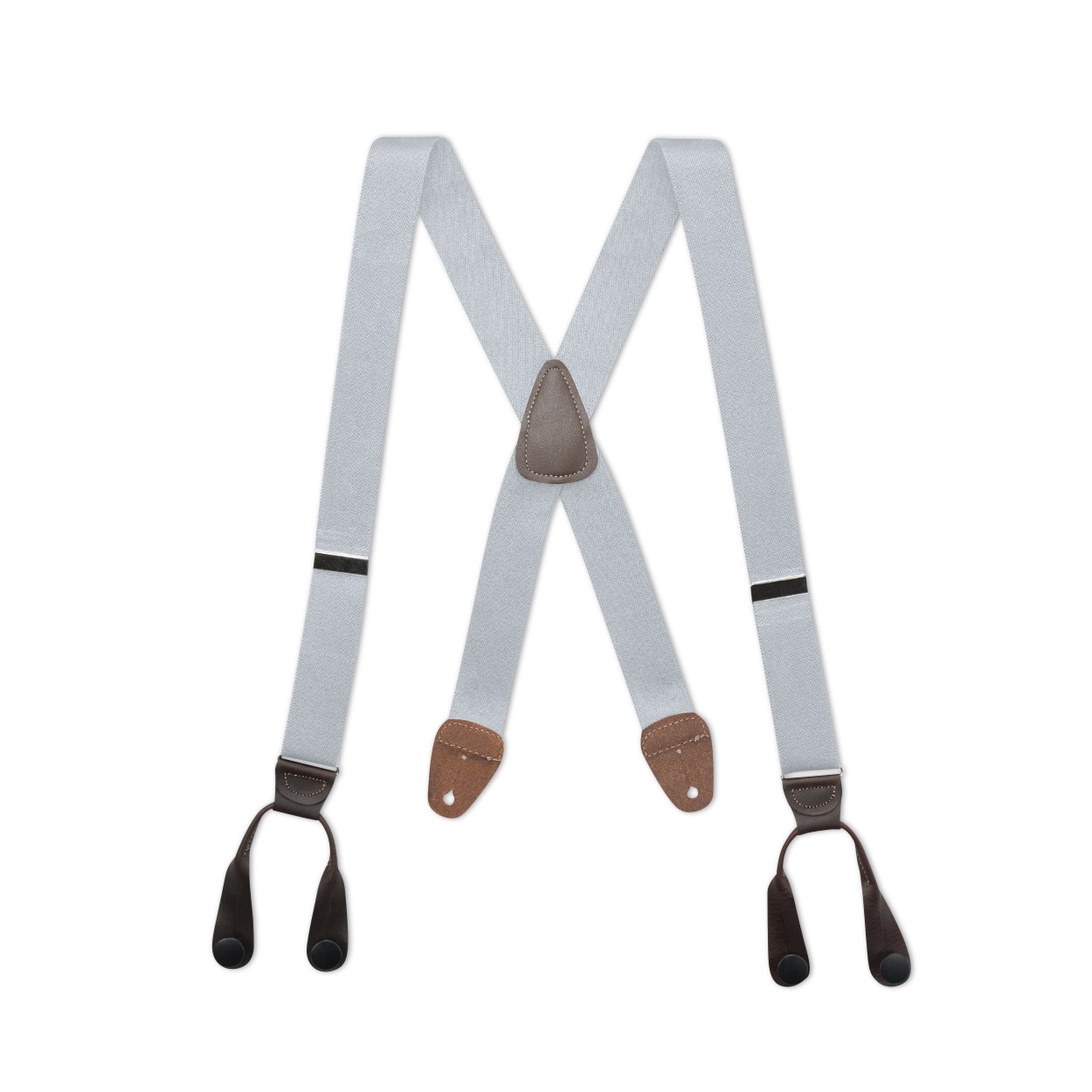 Men’s X Style Button On Suspenders in 1 1/4″ with Leather, USA Made