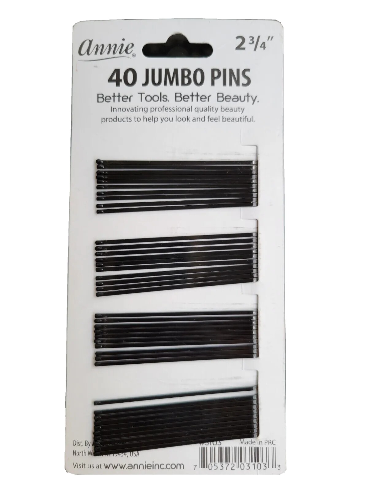 Annie 2 3/4” Bobby Pins Black Hair jumbo Pins Bob Pins 40 Pack