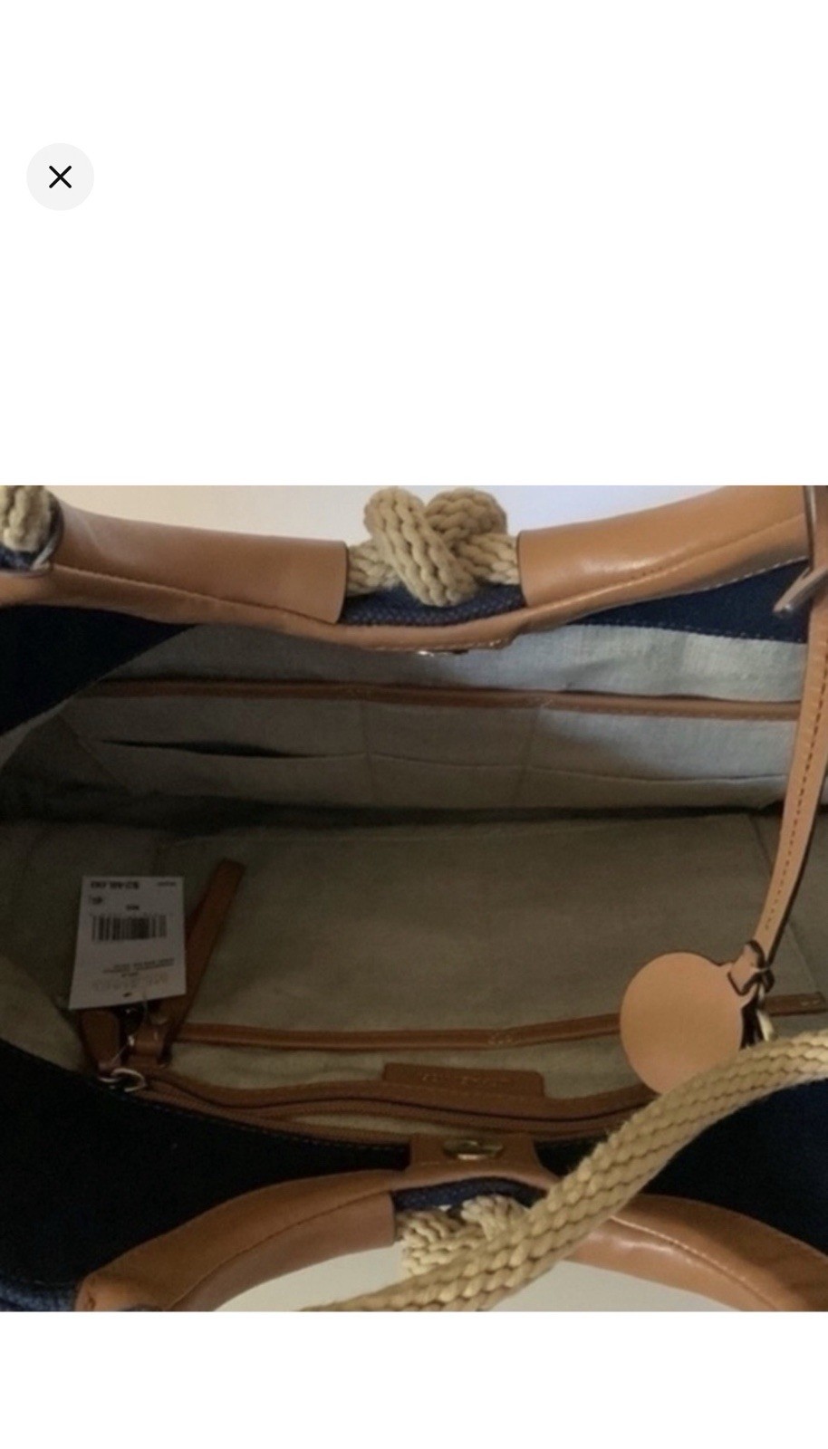 Michael Kors Large Navy Tote Rope Double Handles MK Charm Magnetic, Pockets