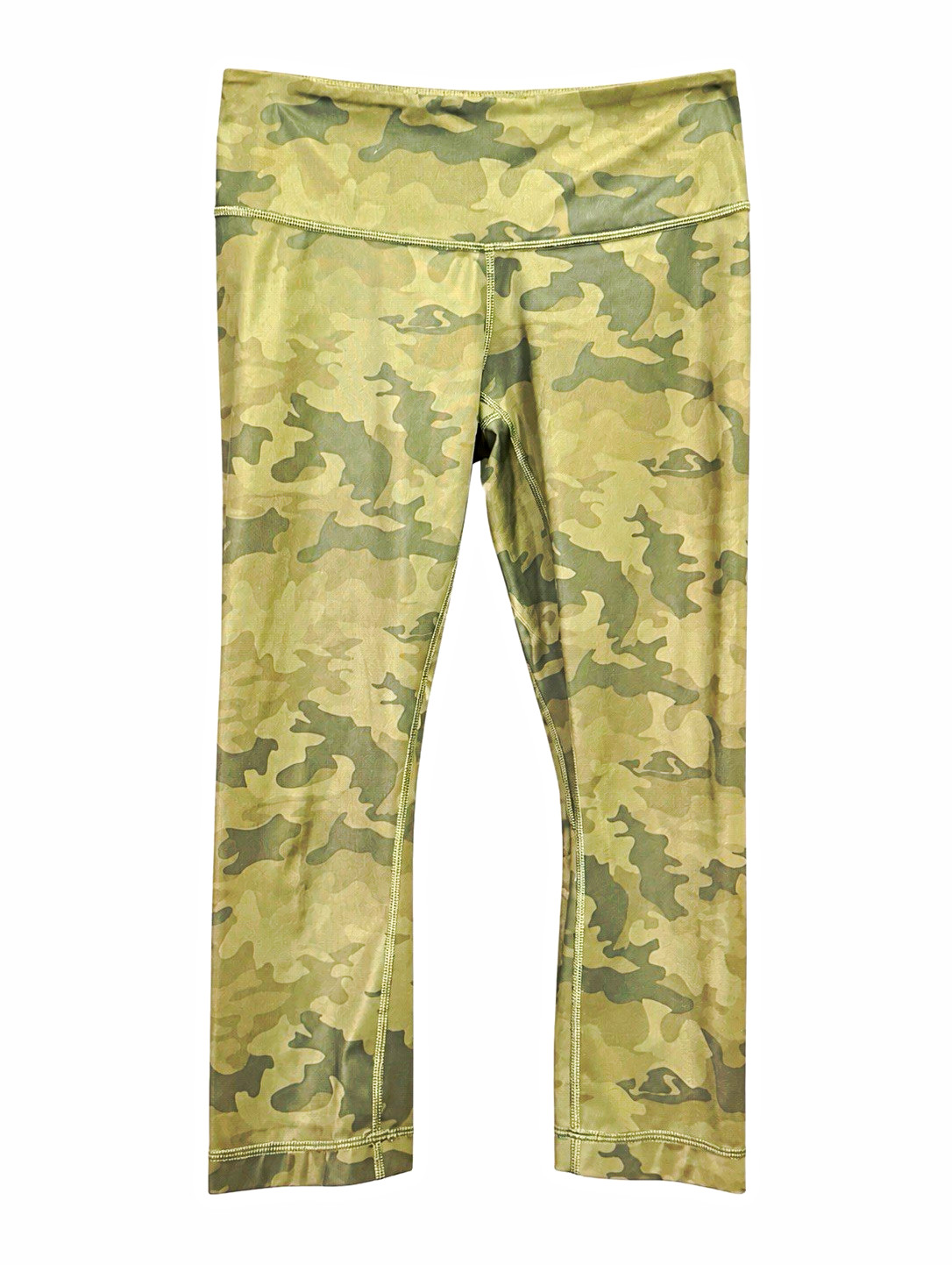 lululemon Wunder Under Cropped Leggings Green Camo Logo Regular Size 6