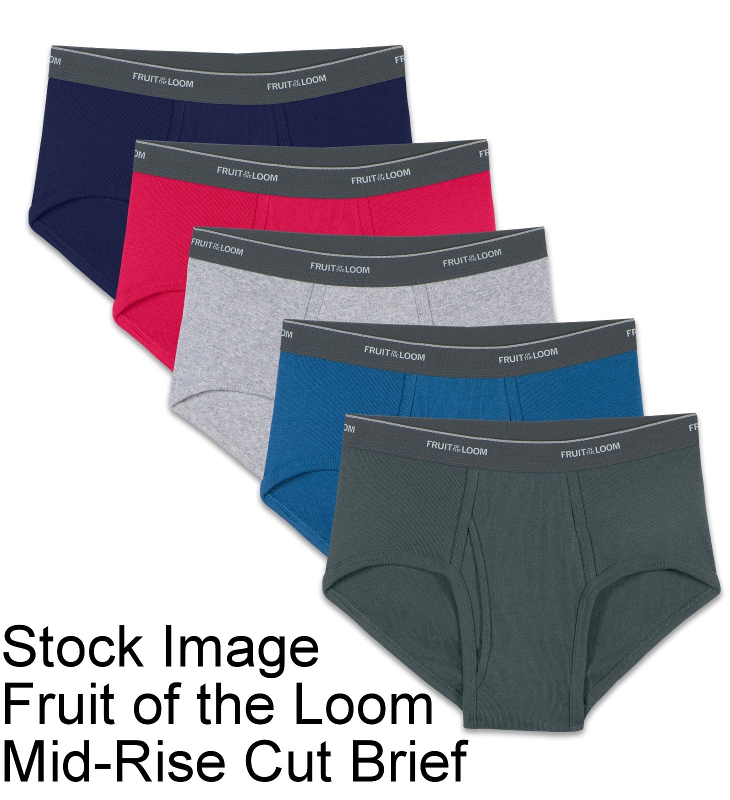 12 Blue Gray Purple XL 40-42 Inch Briefs Mid Rise Fruit of the Loom EG 102-107CM