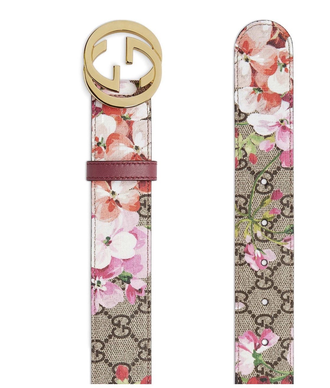 Gucci Guccissima Flower Print Leather Double G Buckle Belt size 100