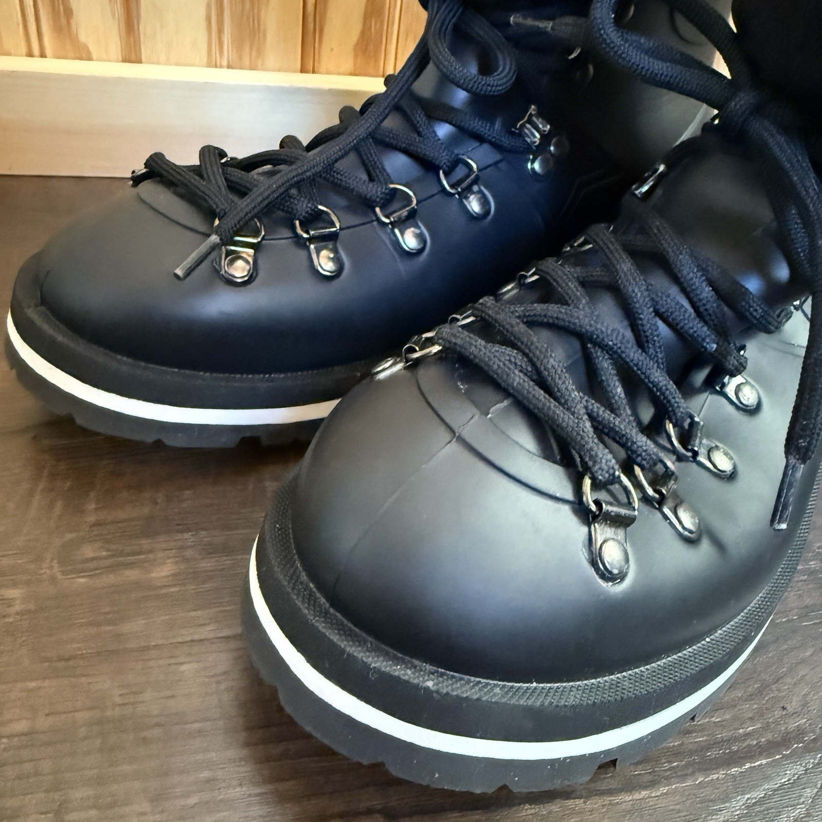 Moncler Inaya Scarpa Rain Rubber Hiking Lace Up Removable Insole Size EU39 W8