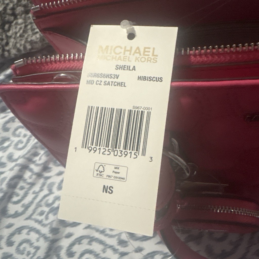 Michael Kors Medium Satchel Hibiscus Quilted Heart Charm Zip Crossbody Strap