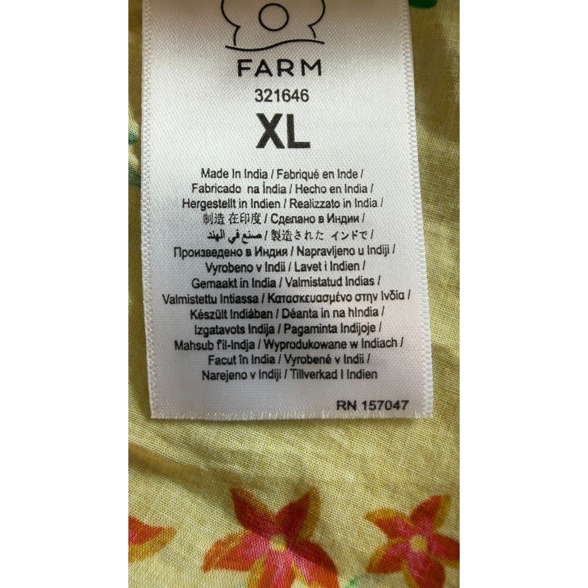NWOT Farm Rio Yellow Tropical Fruit Print Halter Top Lace Trim Peplum Size XL