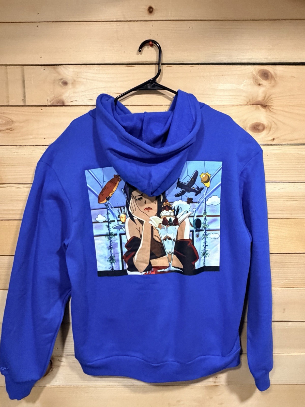 Cowboy Bebop Hoodie Faye Valentine Blue Anime Mens M Dumbgood Sexy Bounty Space