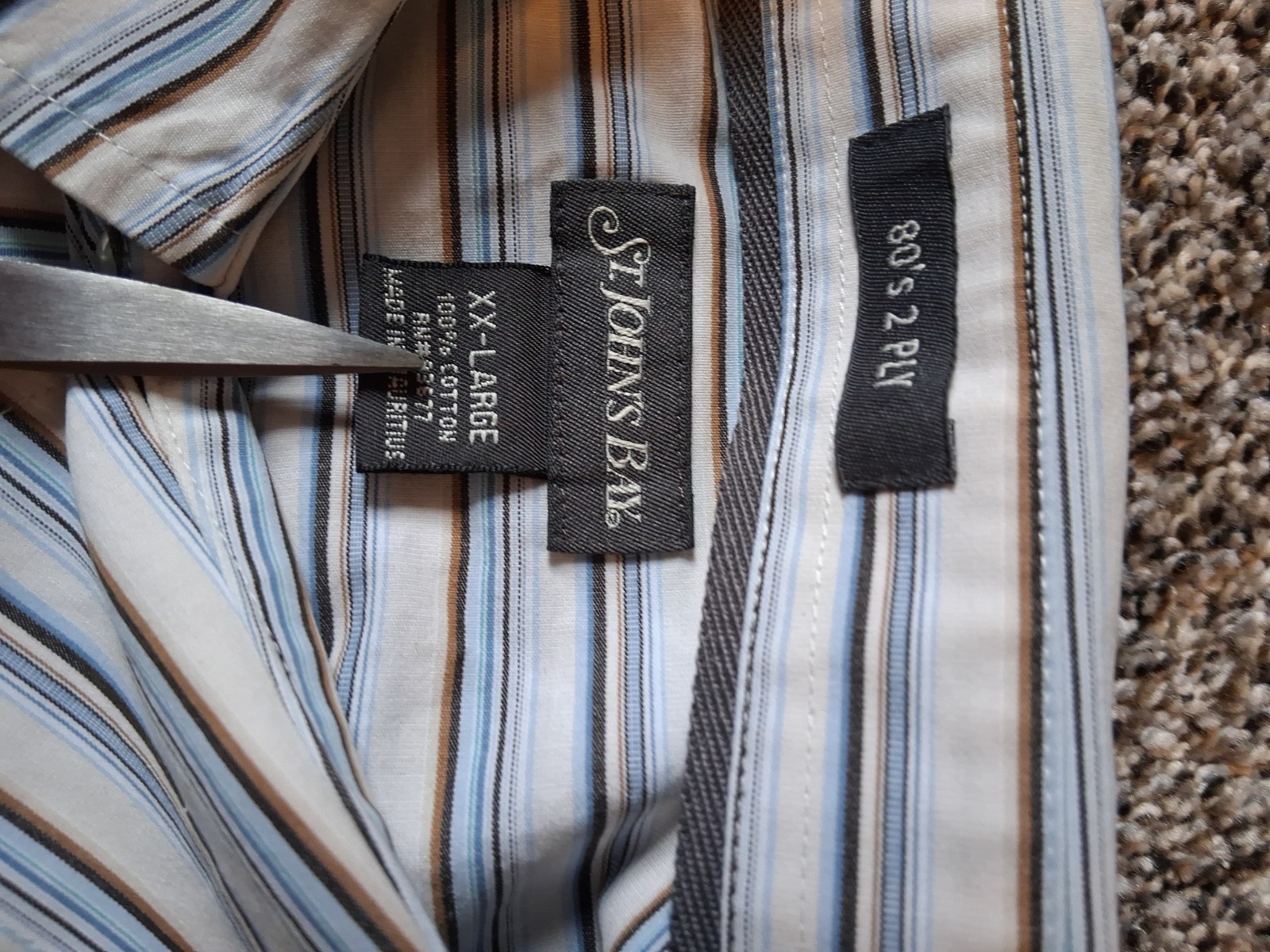 Mens Dress Shirt – 2XL – St. John’s Bay – Striped – 80’s 2 Ply