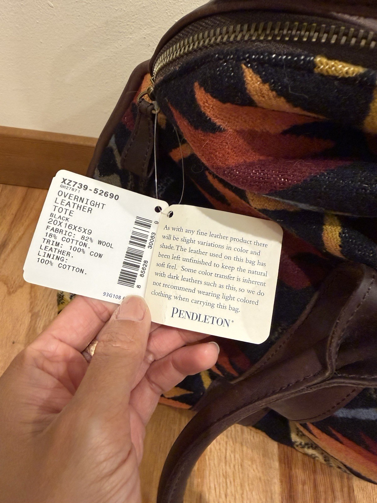 Pendleton Overnight Weekender Leather Tote Bag