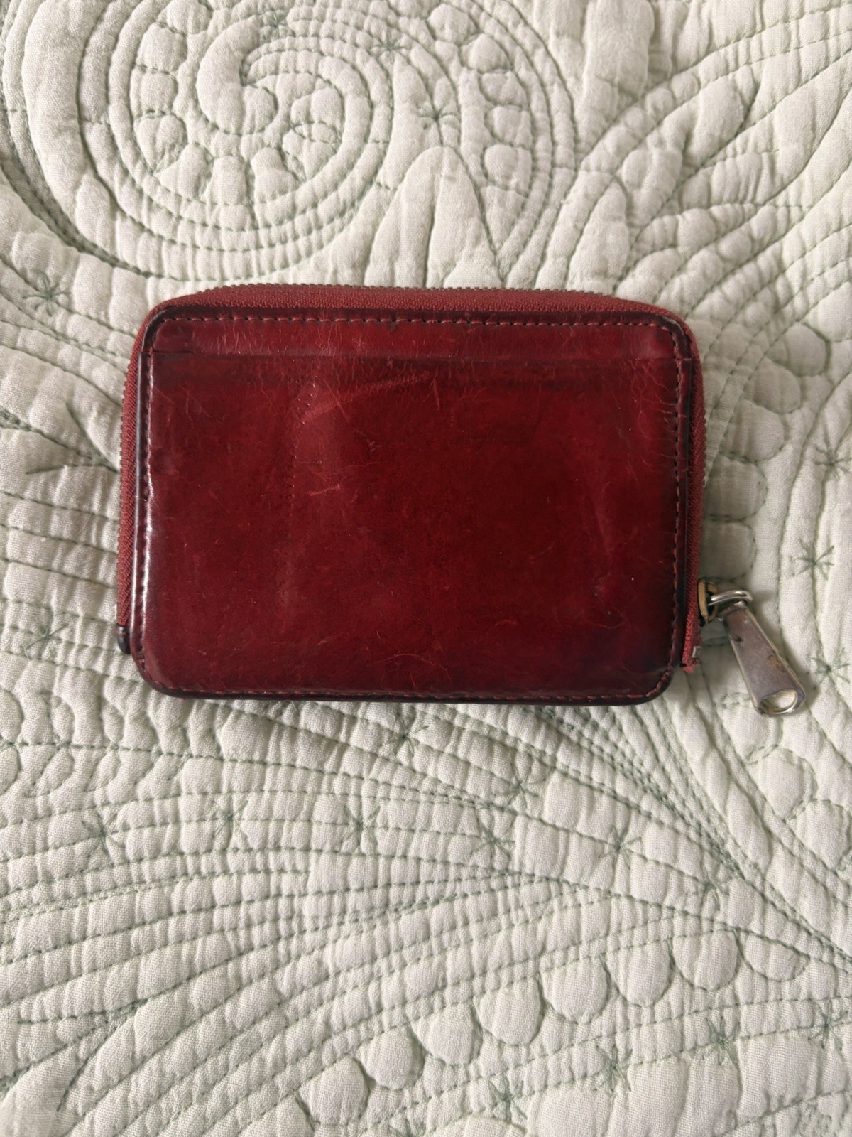 HOBO Red Solid Zip-Around Wallet w/ Snap Tab, Card Slots, ID Window & Logo