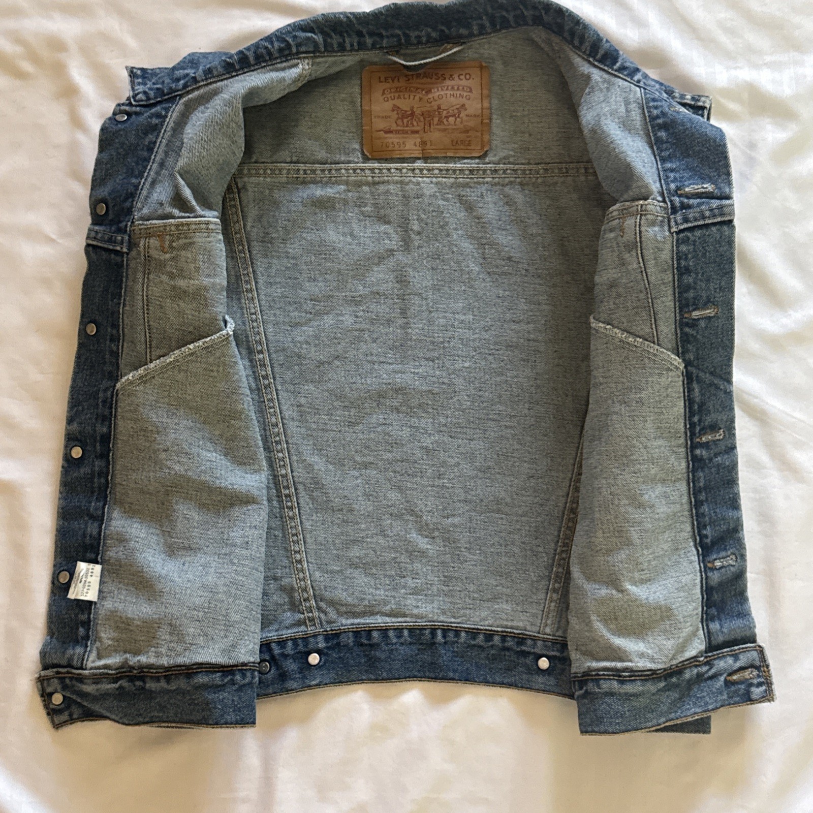 Vintage 93′ Levi’s 70595 4891 Denim Vest Men’s L Trucker Biker USA Made Type 3