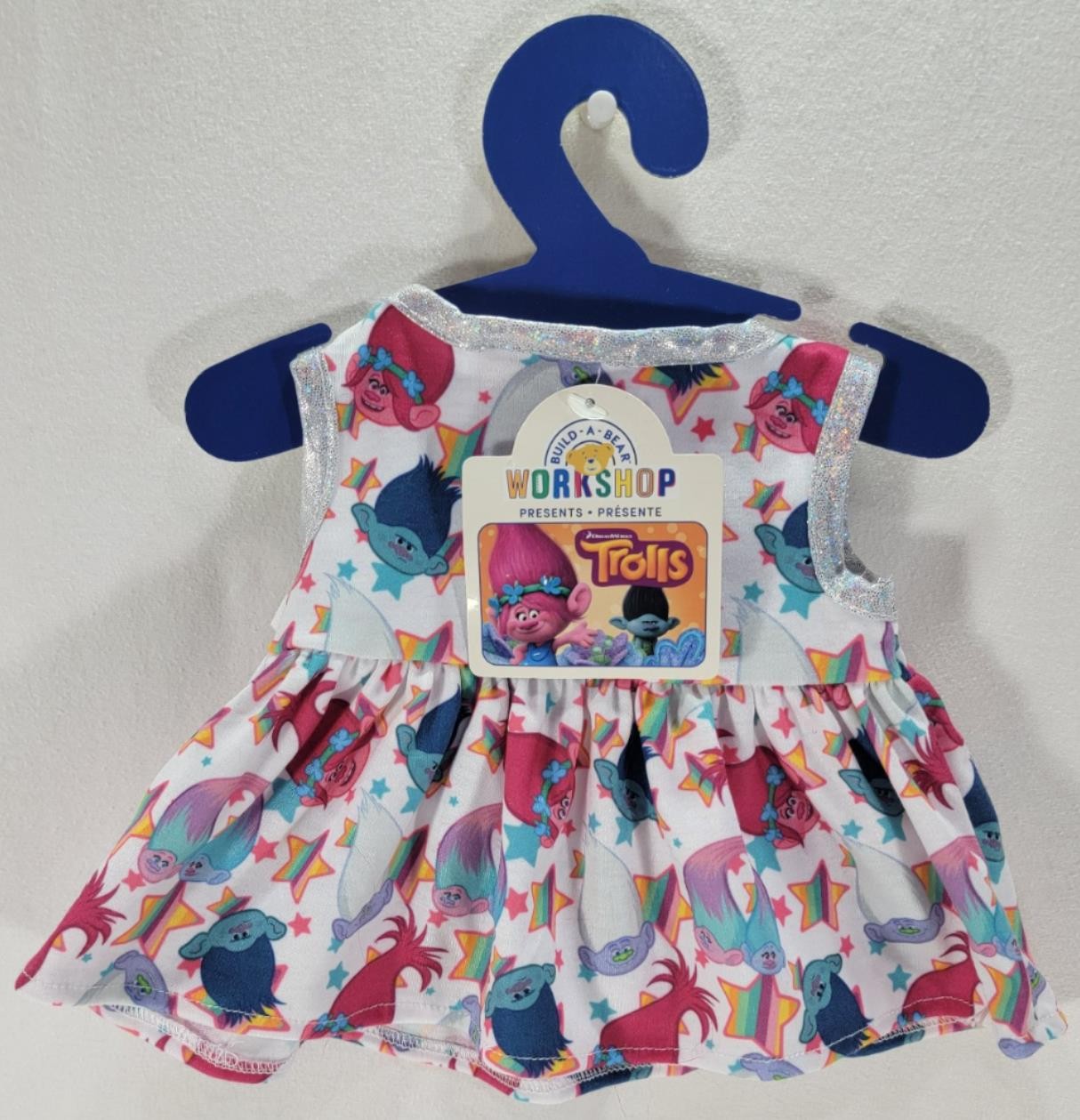 Build-A-Bear Workshop Pink White Stars Trolls Dress Outfit Plush POPPY Clothing