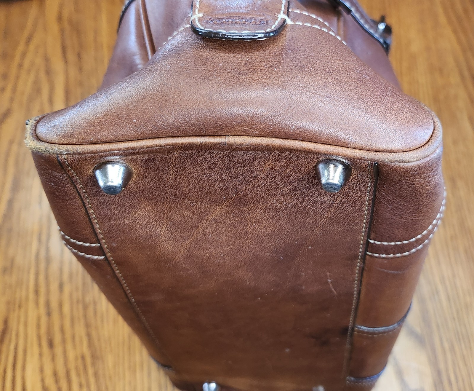 Vintage Coach Hamilton Tanned Cognac Brown Leather Tote Bag Satchel y2k
