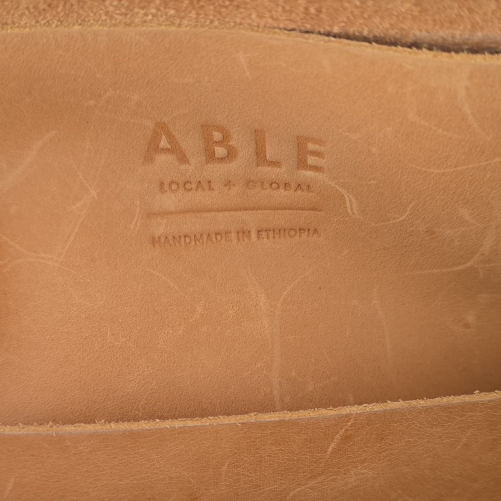 ABLE Mamuye Classic Tote – Cognac Stamped Initials