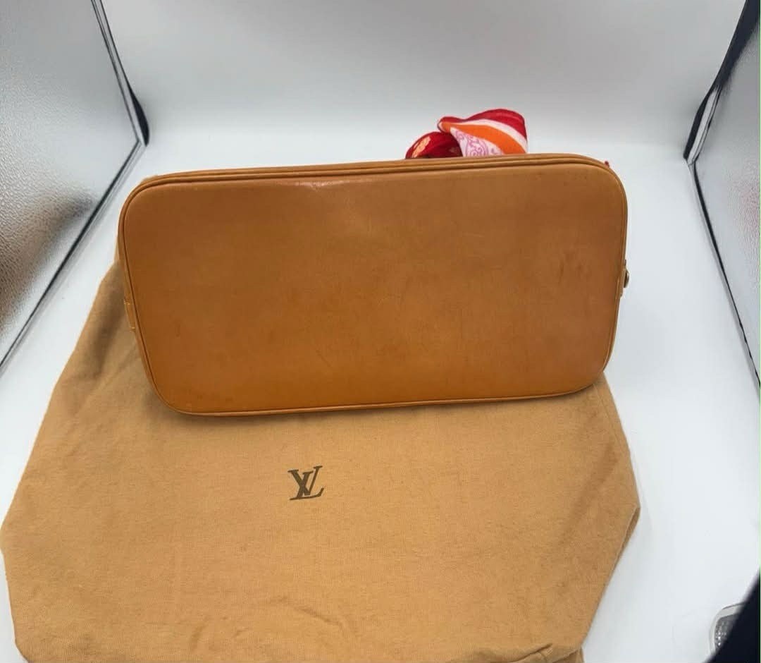 Louis Vuitton Alma Monogram Brown Satchel Top Handle Zip Gold Hardware Dust Bag