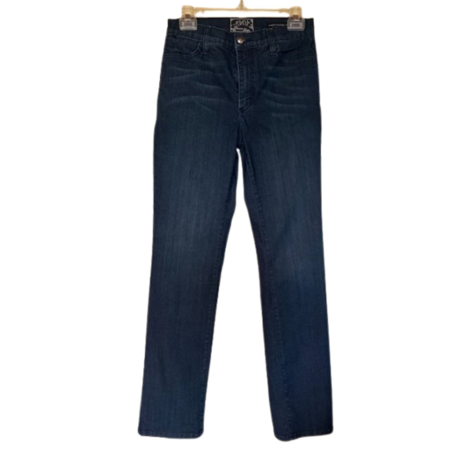 NYDJ Rhinestone Pocket Straight Leg Jeans Women’s Size 4 Dark Wash Stretch Denim
