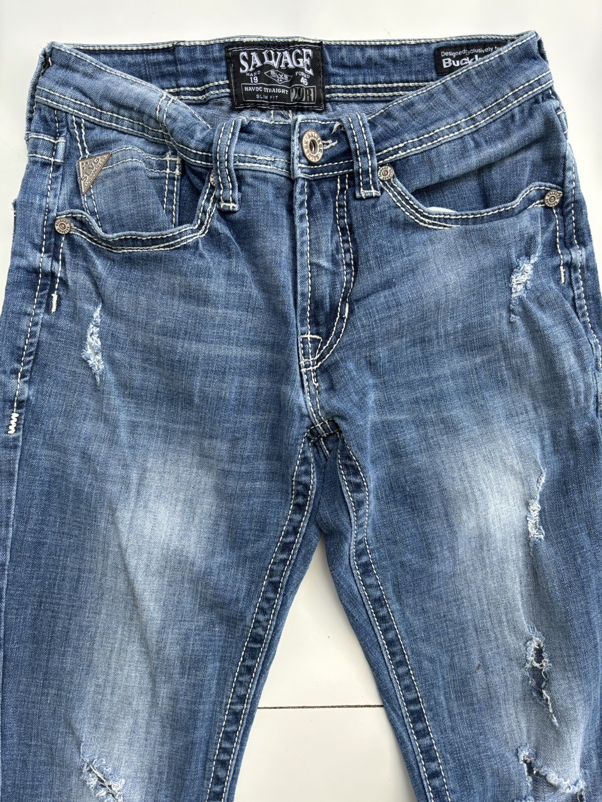 Salvage For Buckle Havoc Distressed Slim Fit Straight Jeans Men’s Sz 29R BKE