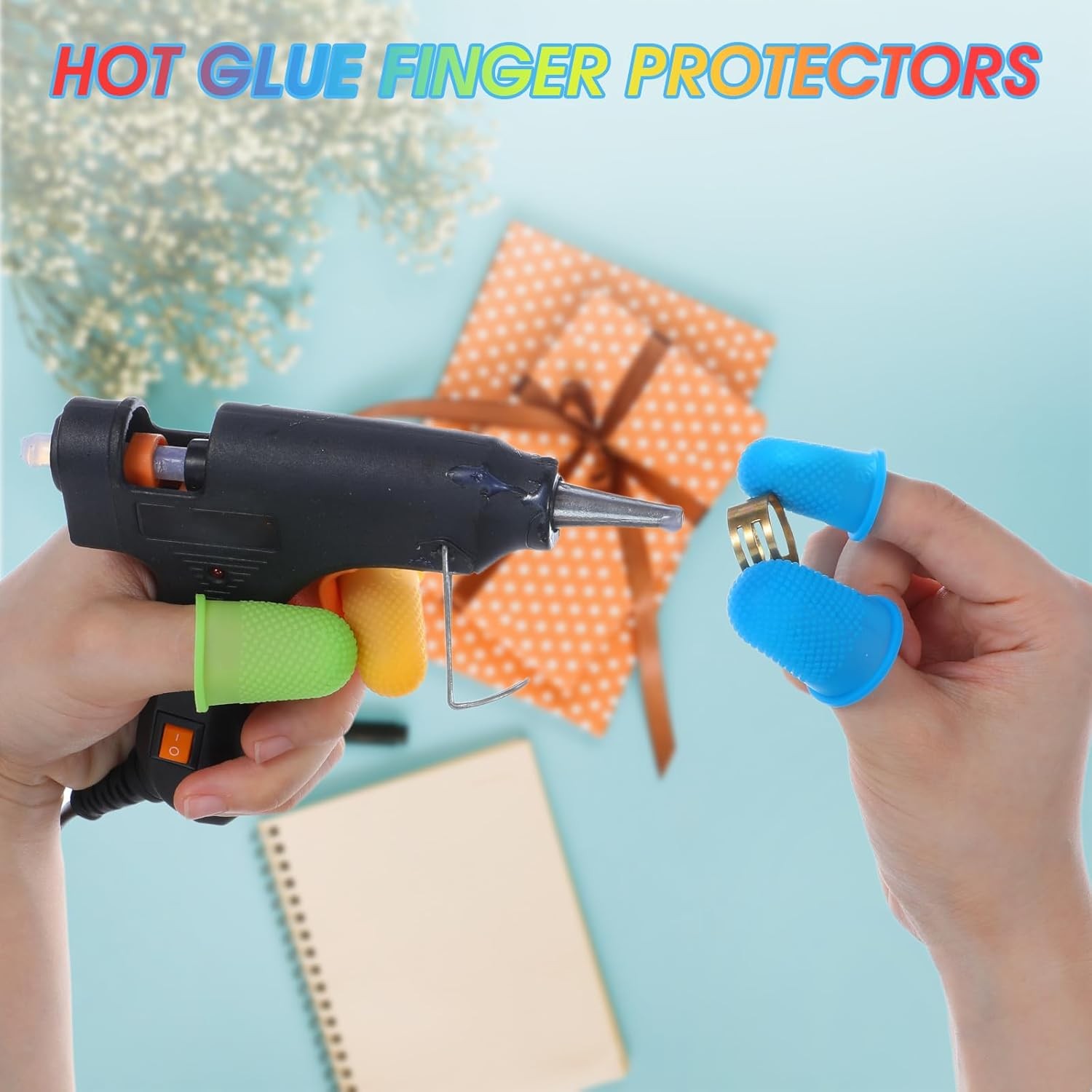 40 Pcs Rubber Finger Tips Office Silicone Thumb Protectors Anti-Slip Grip