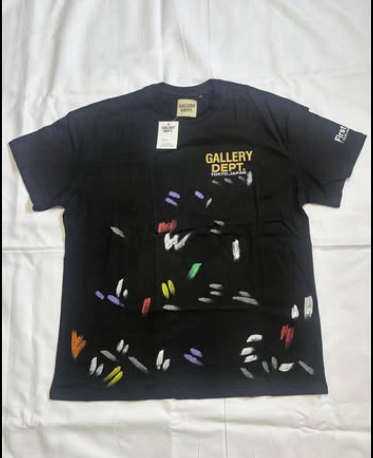 Gallery Dept. Men’s xl Black Cotton Crew Neck Paint Splatter Graphic Tee Logo