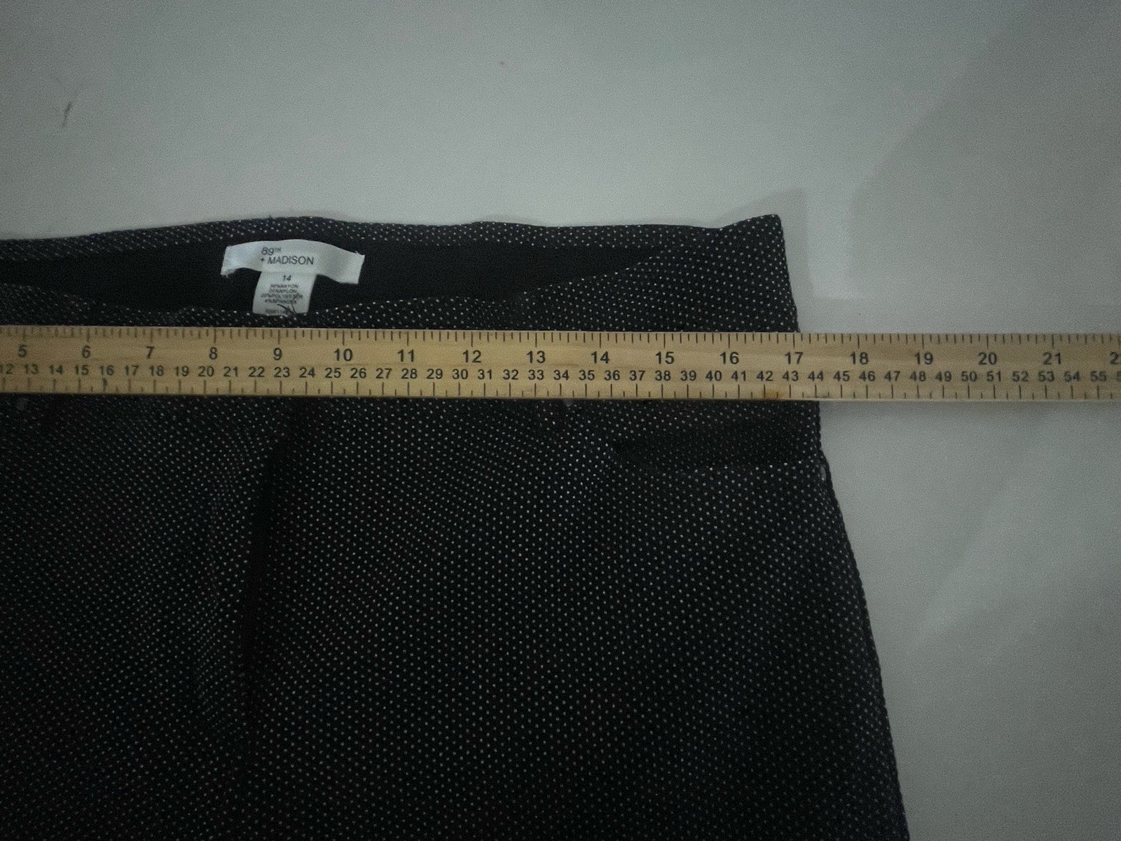 Madison Women’s L Black Polka Dot Pants Casual Pull On Straight Leg Office Caree