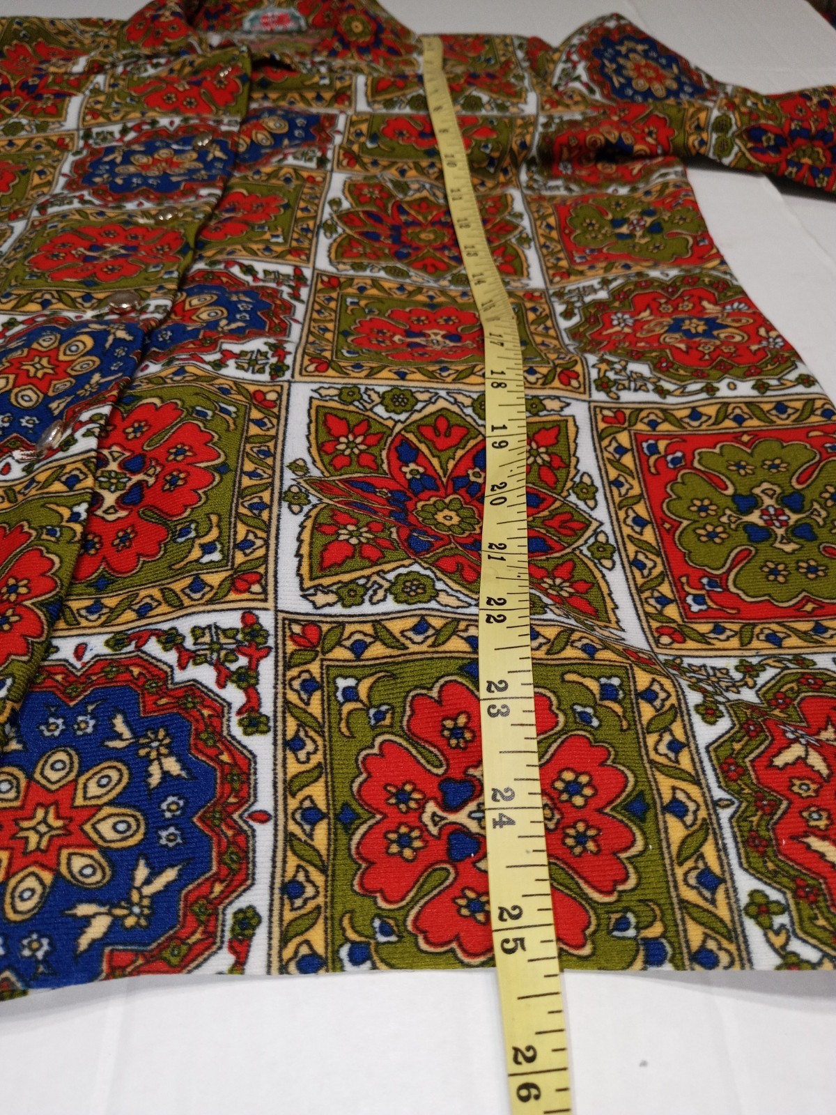 Vintage 70s Mod Floral Tapestry Button Front Shirt Women’s M Boho Retro Taiwan