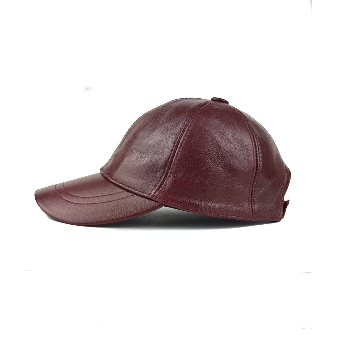 Handmade Burgundy Baseball Cap Hat – 100% Genuine Leather, Limited Edition