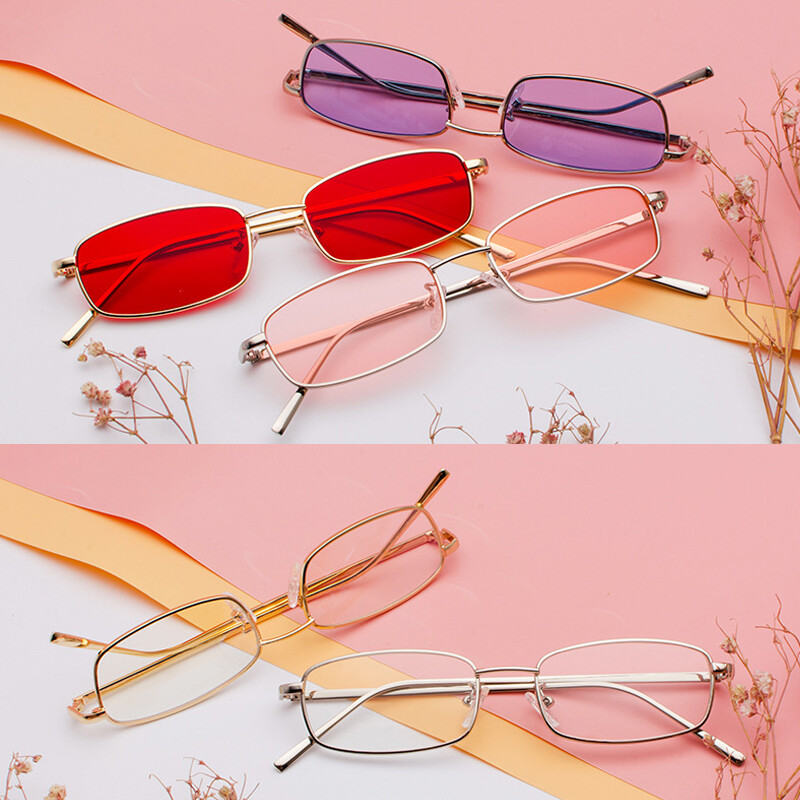 Retro Small Square Sunglasses Men Women Metal Frame Rectangle Sunglasses Eyewear