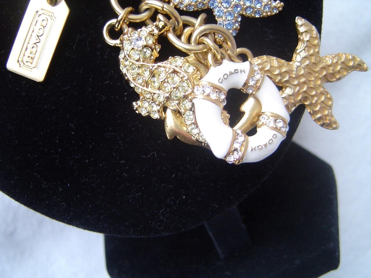 AUTHENTIC COACH GOLD TONE PIERRE LE TAN NAUTICAL CHARMS 28″ NECKLACE EUC