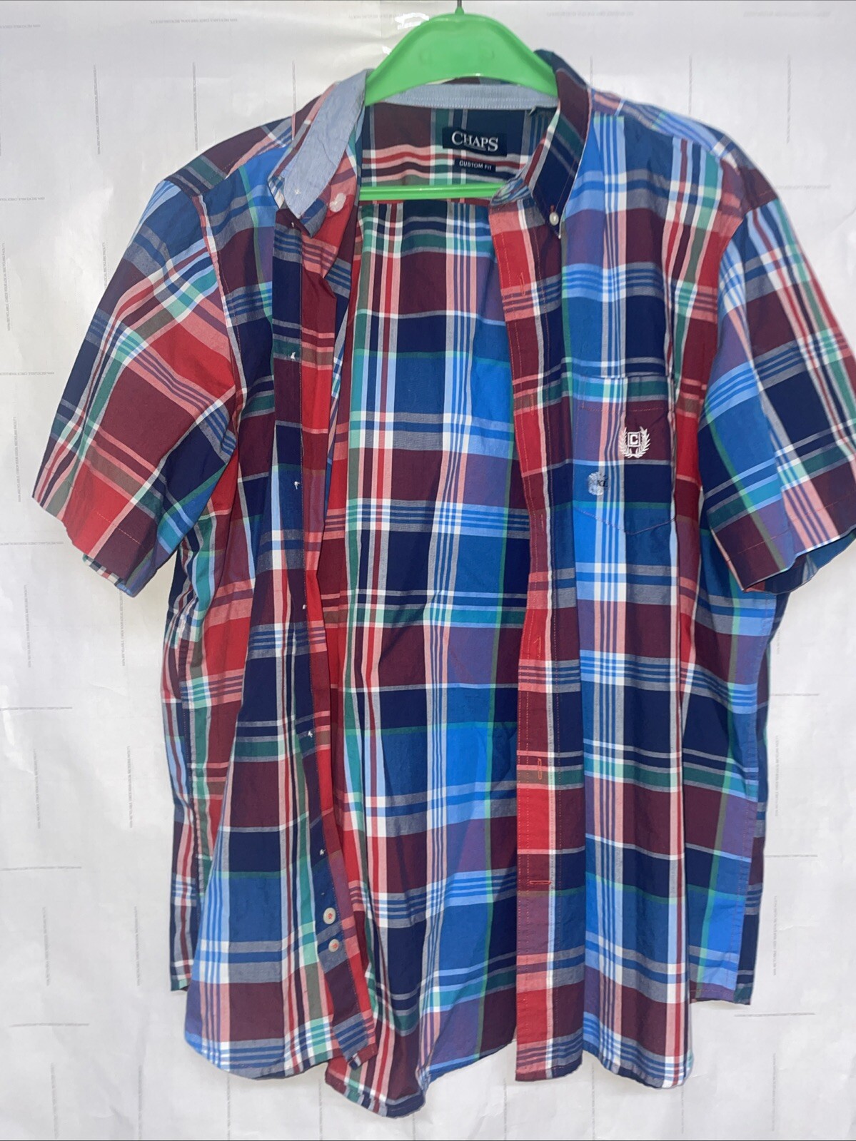 Chaps Custom Fit Button Up Shirt Men’s 2xl Short Sleeve Multicolor Plaid Casual