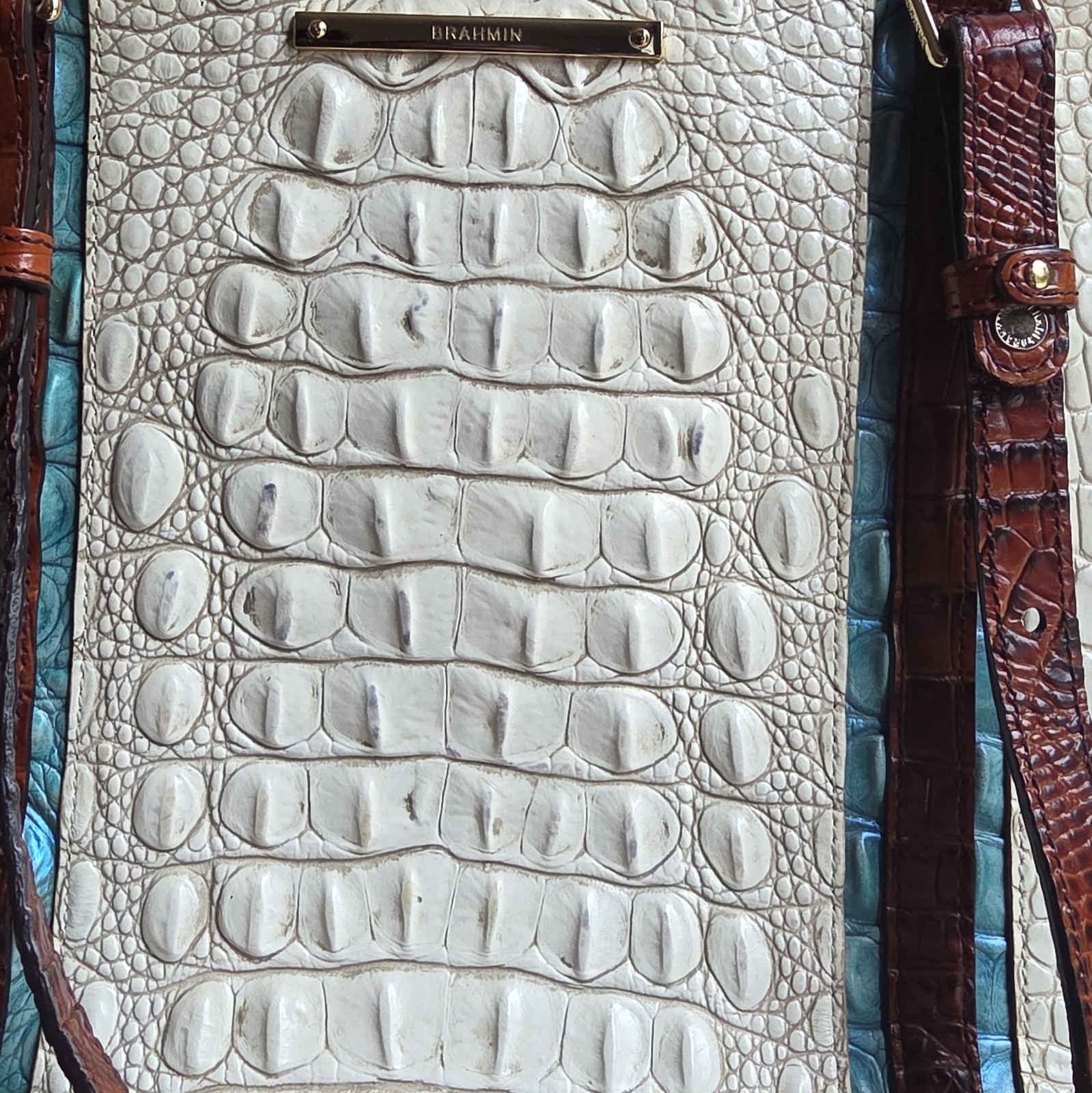Brahmin Medium Asher Tote Coconut Soraya Melbourne Leather Rare Crocodile White