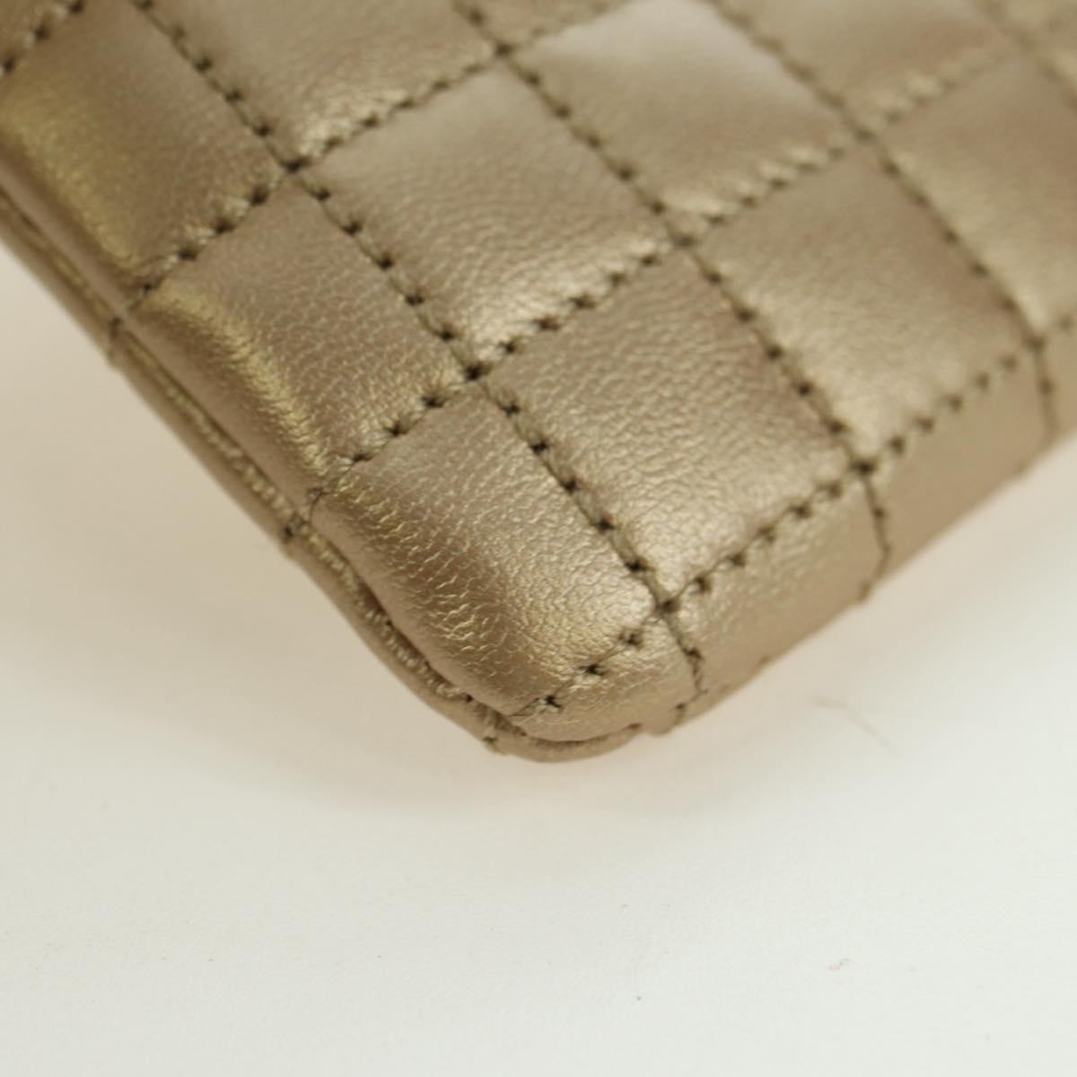 CELINE C Charm Coin Purse Leather Gold Auth am11616V
