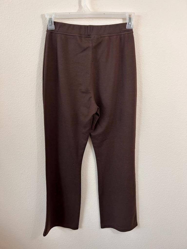 Denim 24/7 pants size 12W M 30″ inseam brown stretch knit fabric pull on