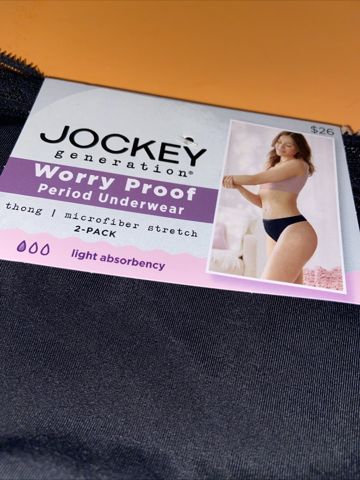 Jockey Set Of 2 ! Beige, Black Worry Proof Period Thong Underwear / 3XL / $26