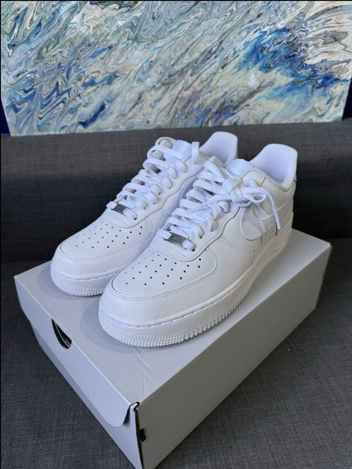 Nike Air Force 1 Low Top Men’s White Lace-Up Sneakers Rubber Outsole