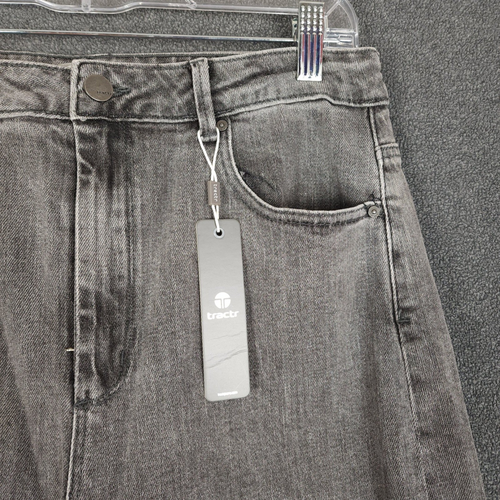 Tractr High Rise Straight Patchwork Jeans Gray Raw Hem Women’s 8 29