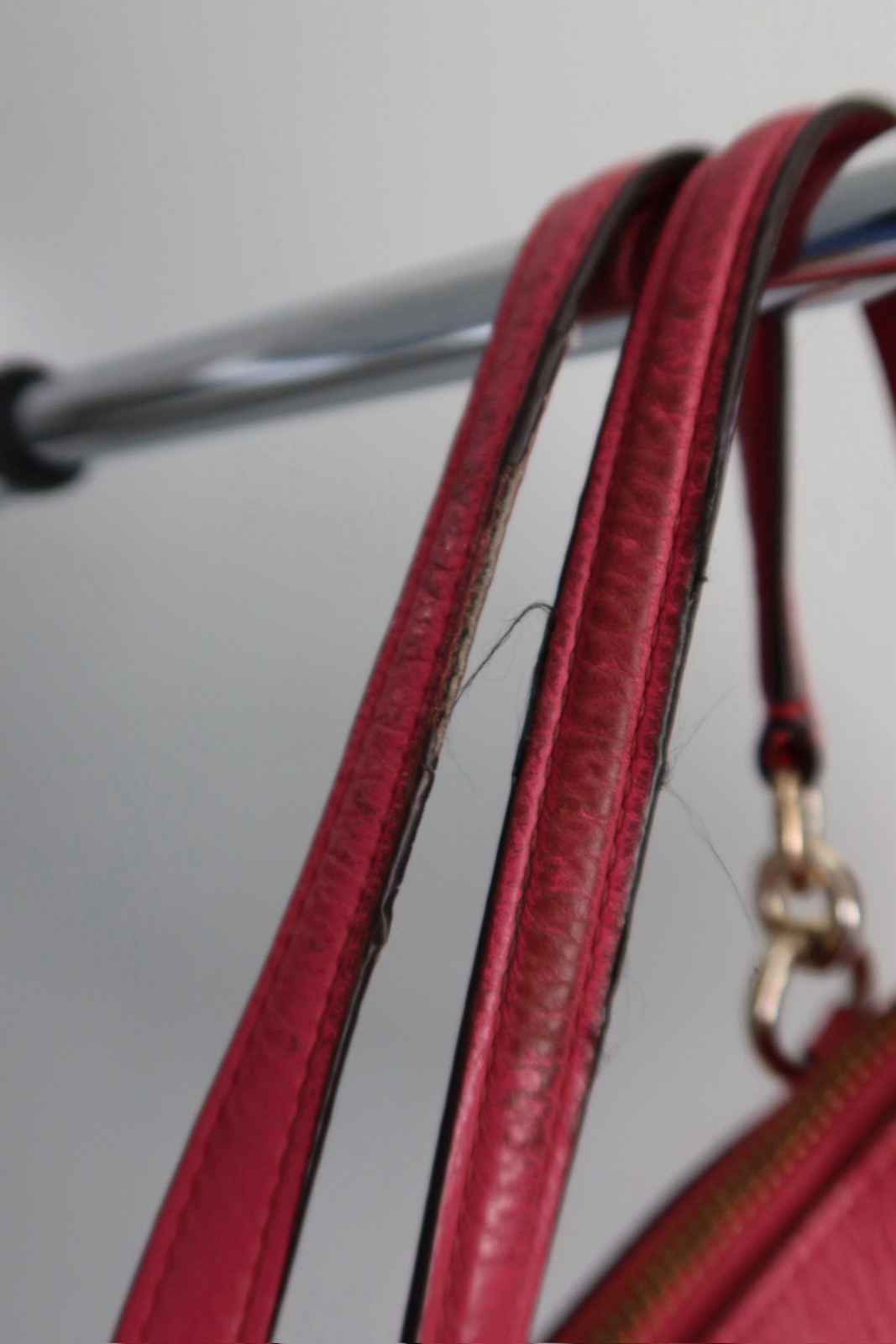 Coach F55665 Hot Pink Leather Ava Chain Carryall Satchel Shoulder Bag Handbag