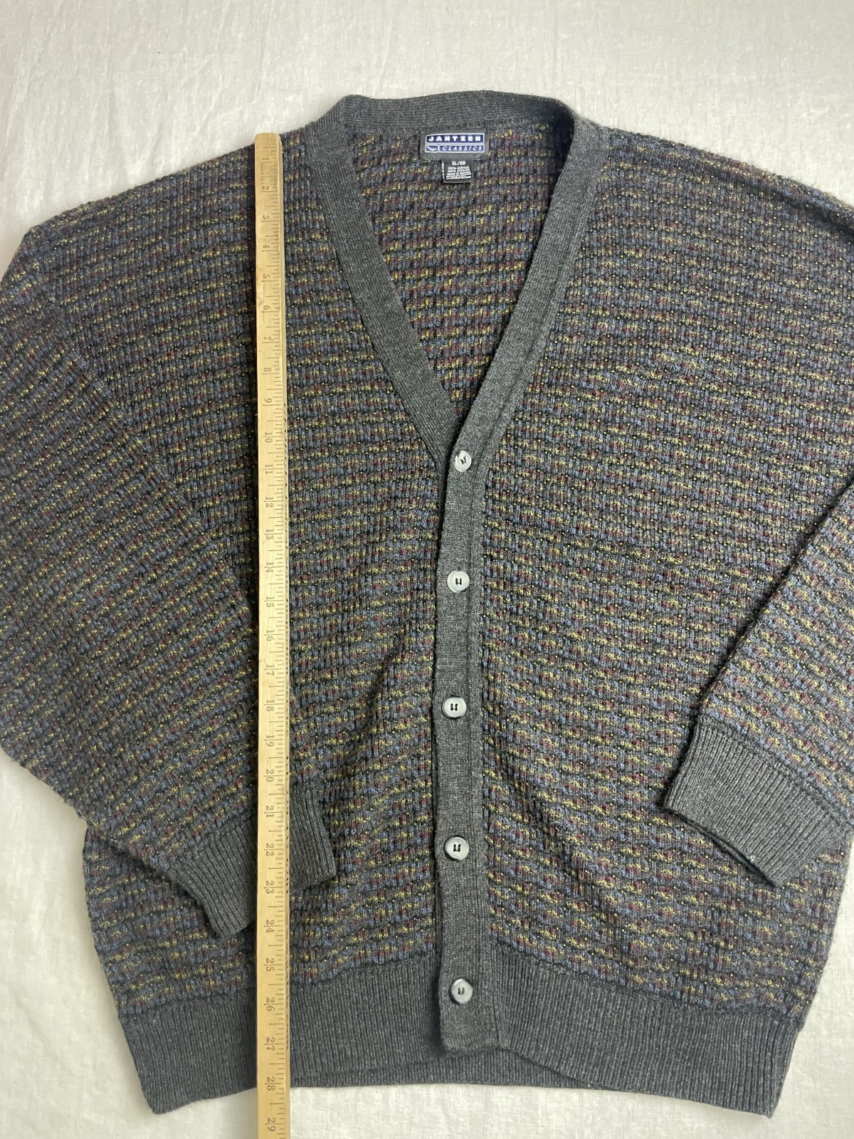 Vintage 90s Jantzen Classics Multicolor Mens XL Grandpacore Cardigan Sweater