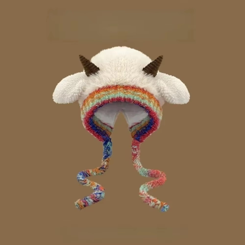 Cute Thick Plush Knitted Hat Girls Winter Warm Ear Protection Beanies Hat Women