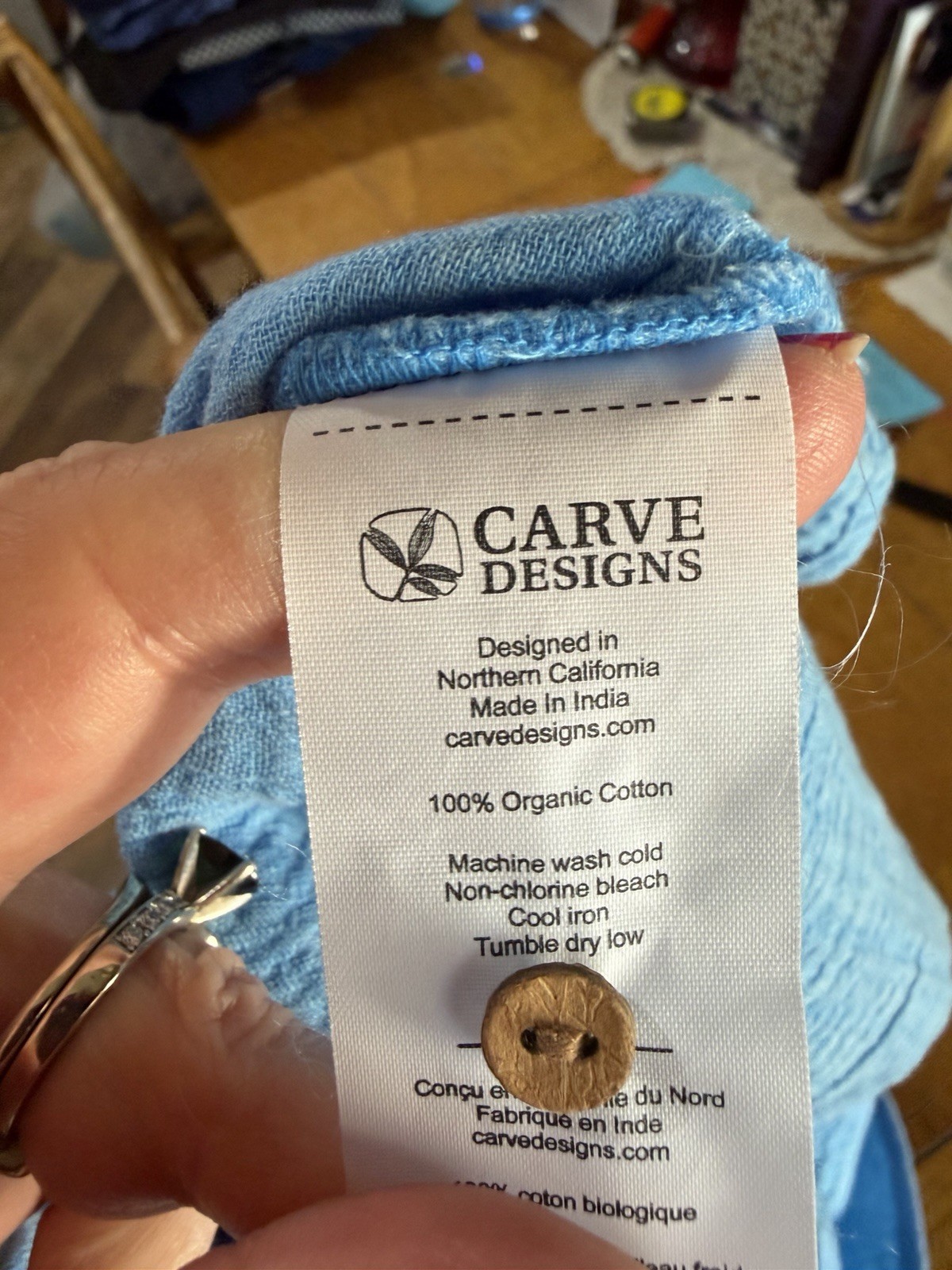 CARVE Designs Womens MILO Gauze Top Classic Puff Sleeve Button Down Lagoon Small