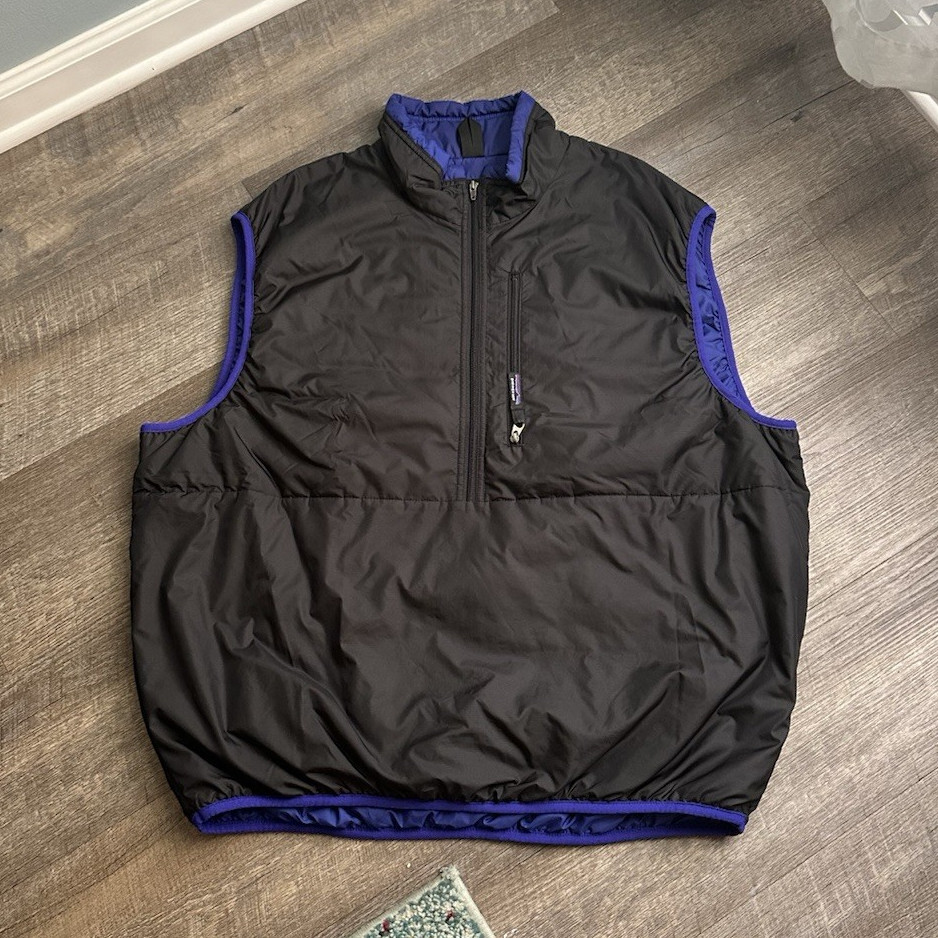 Patagonia Vest Men’s XXL Black Blue Full Zip Stand-Up