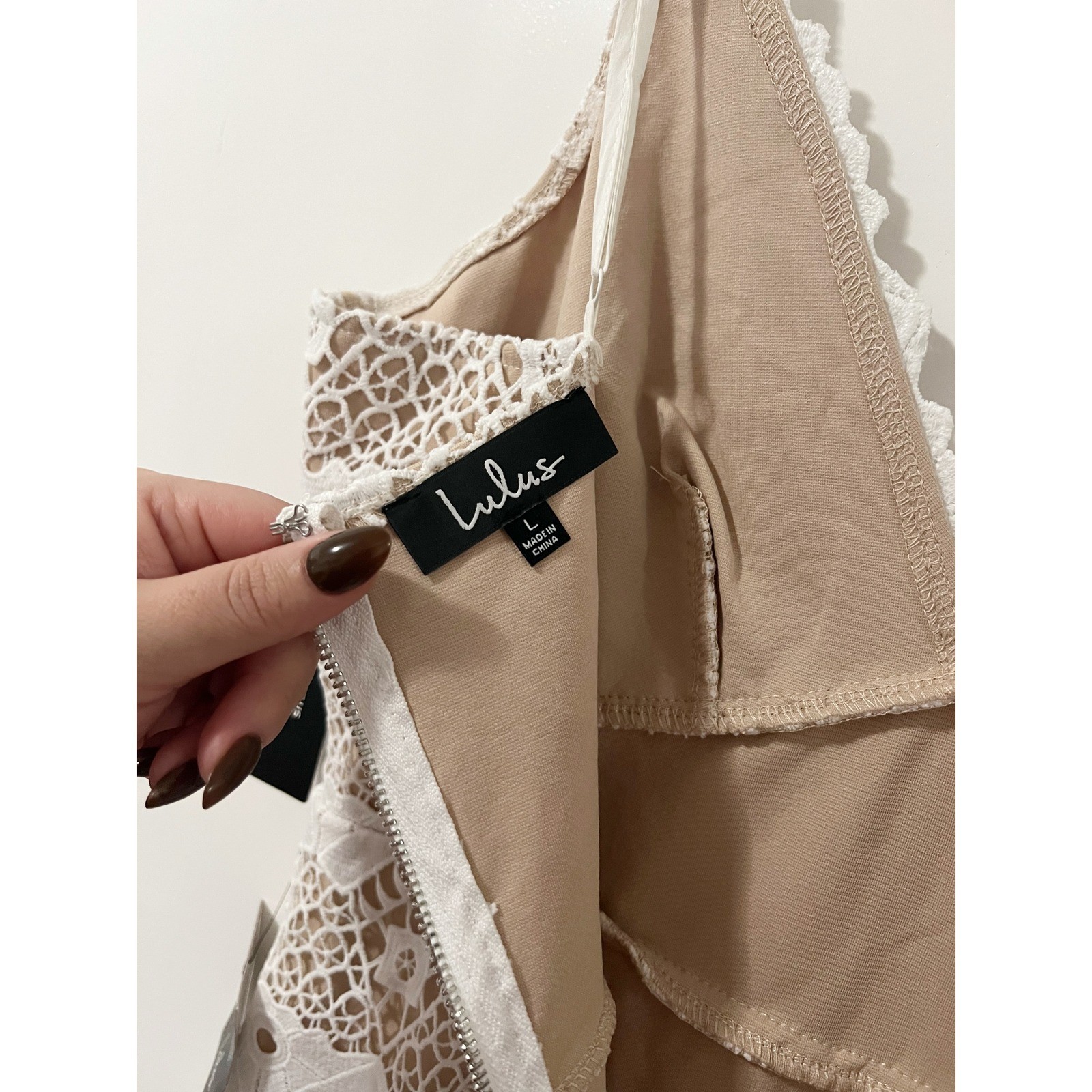 Lulus Remarkable White Lace Bodycon Dress Mini Nude Lining Adjustable Strap