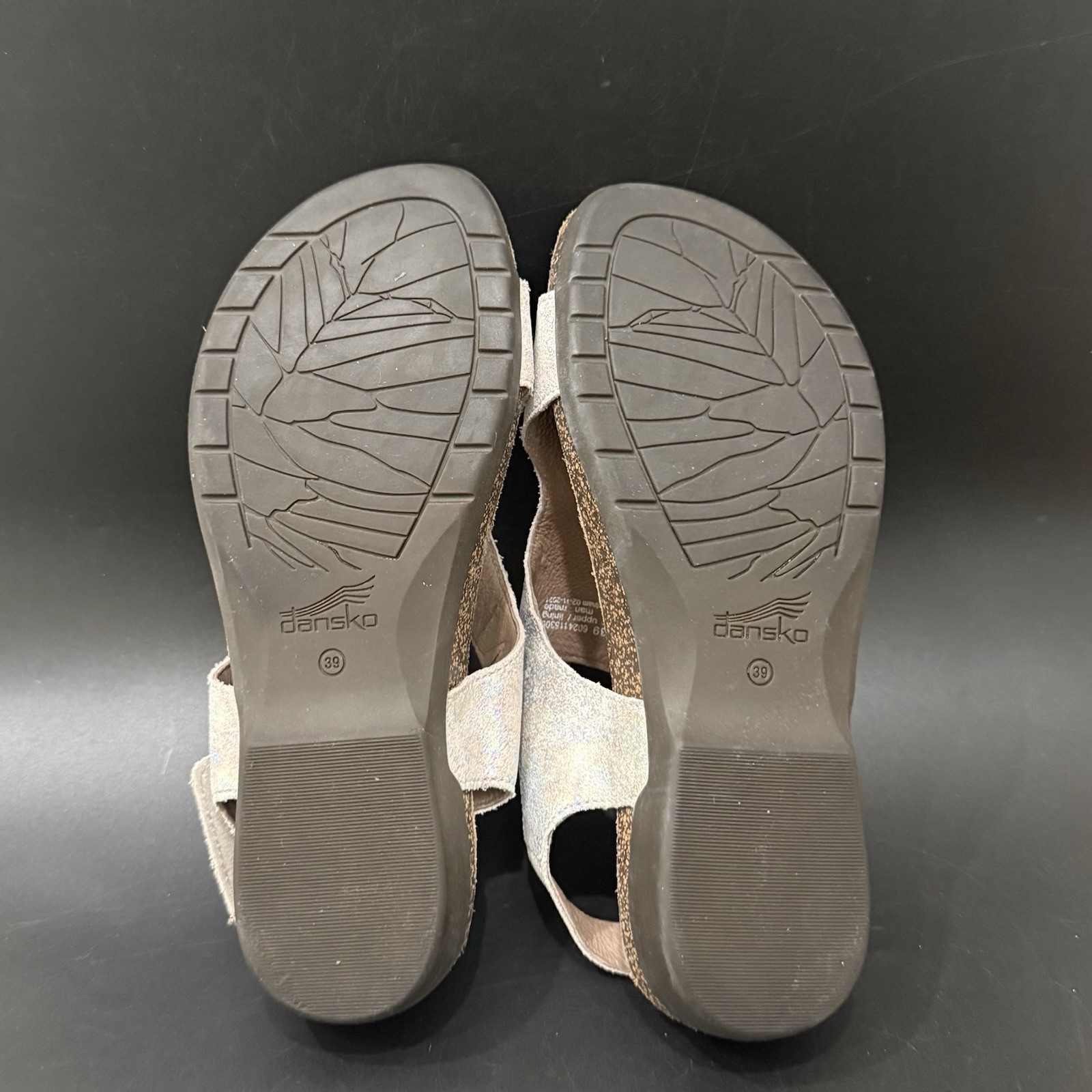 DANSKO Reece Pearl Petrol Iridescent Shimmer Leather Slingback Sandals Size 39
