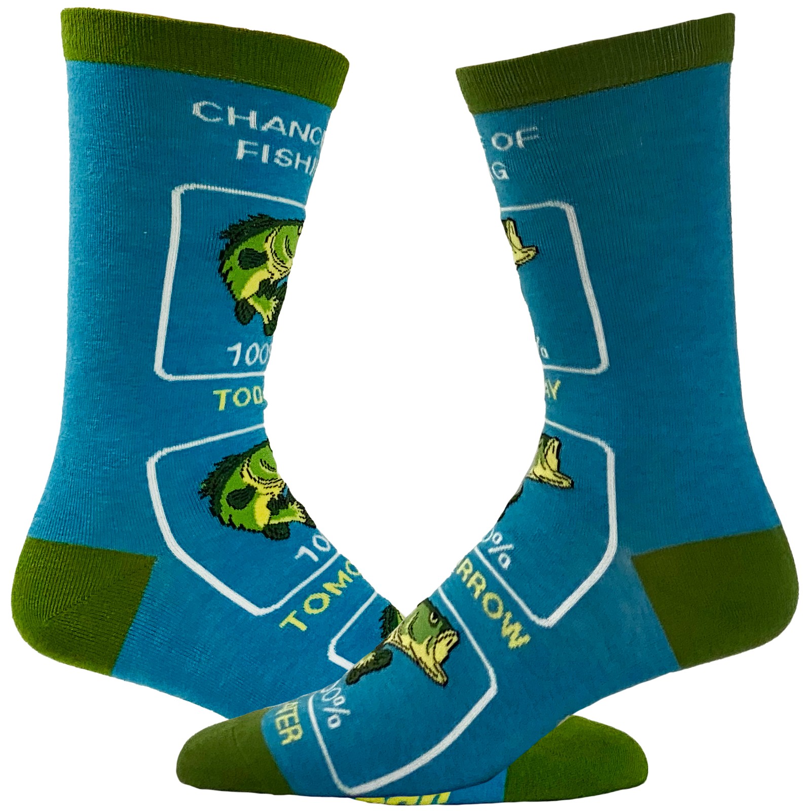 Men’s Chance Of Fishing Socks Funny Father’s Day Boating Bass Fishing Lover