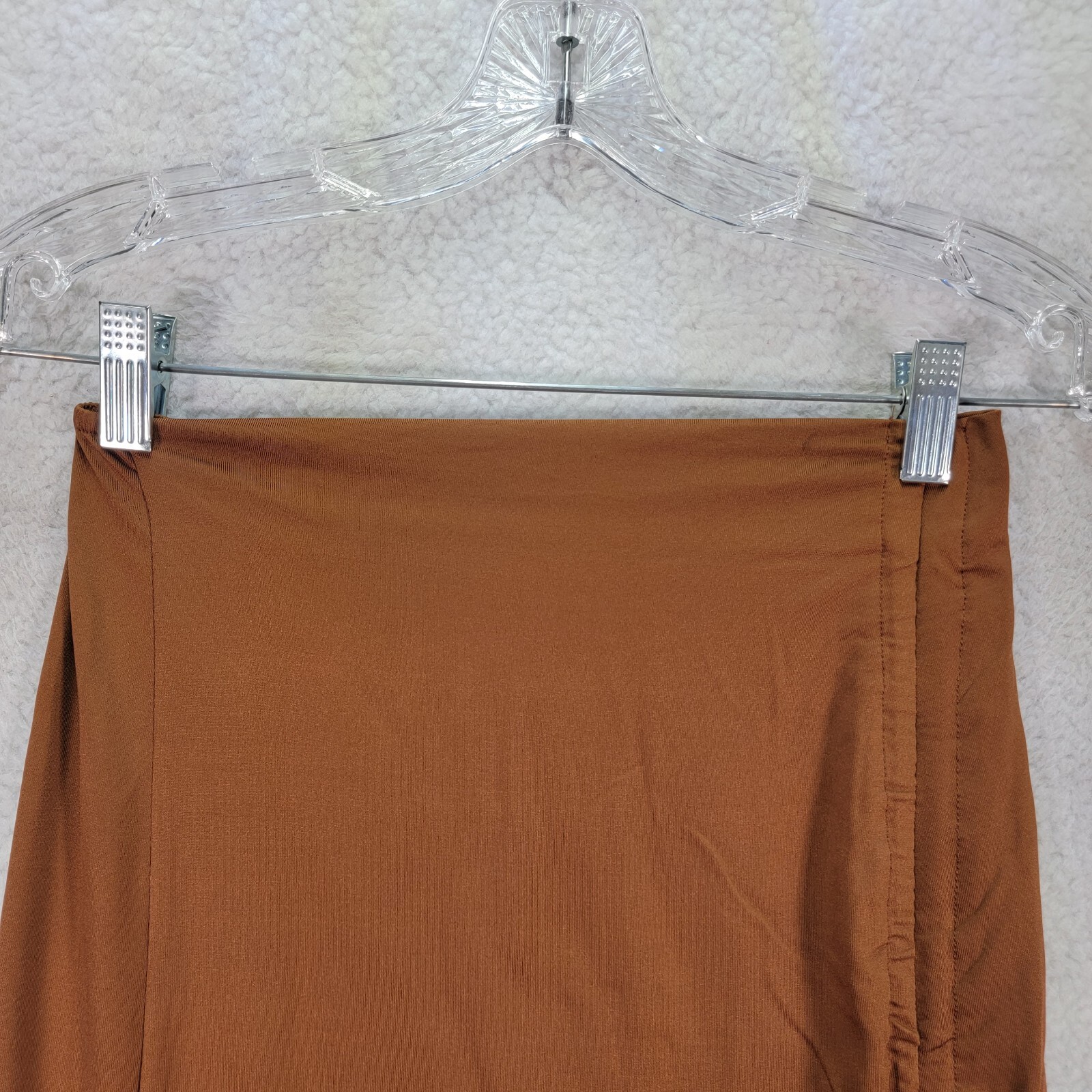 Brown Stretch Pull On Asymmetric Ruched Western Sexy A Line Womens Skirt Size M