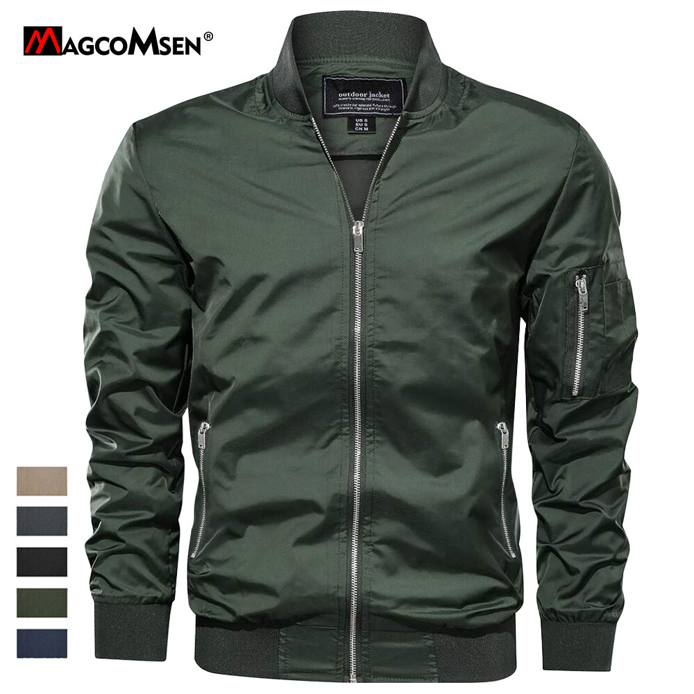 Men’s Bomber Jackets Windbreaker Winter Spring Lightweight Baseball Casual Coats